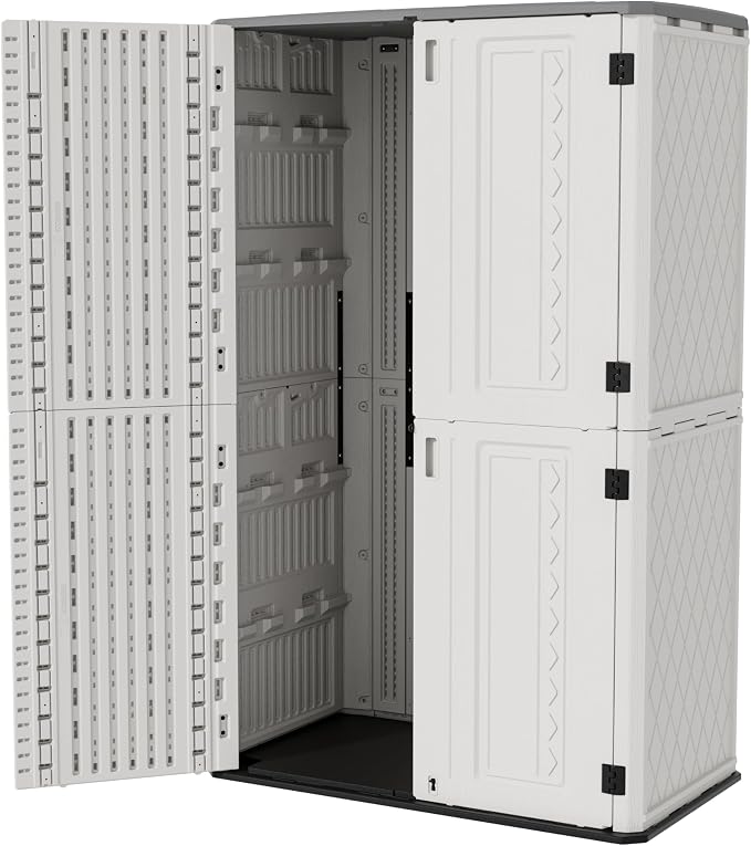 ZZM Resin Outdoor Storage Shed, 67 Cu.ft Vertical Resin Tool 4x6 FT Cabinet w/o - Image 8