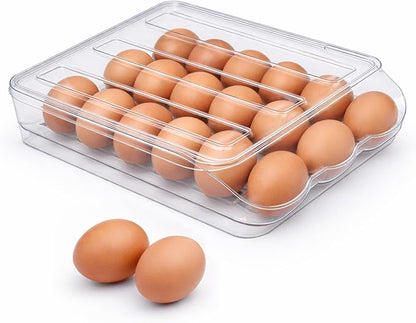 Egg Holder for Fridge with Rolling Auto Dispense, Egg Dispenser for Refrigerator by Homediea