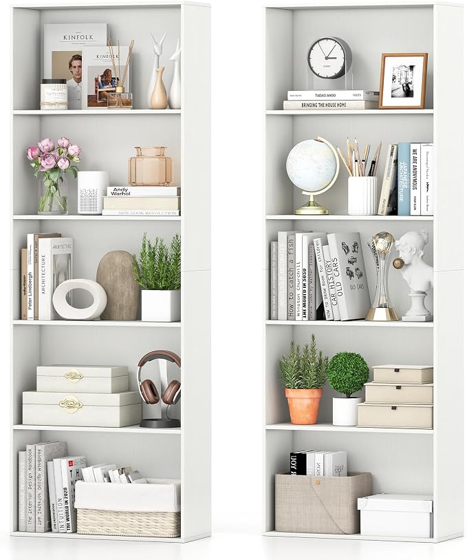 Giantex 5-Tier Bookshelves Set of 2, Freestanding Bookcase by Giantex