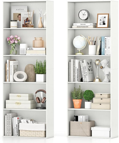 Giantex 5-Tier Bookshelves Set of 2, Freestanding Bookcase by Giantex