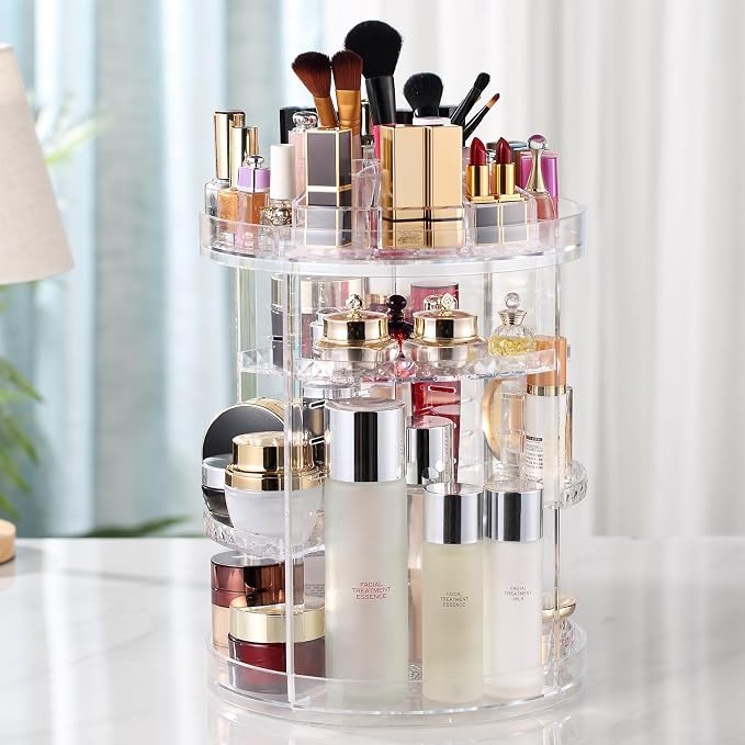 AMEITECH Makeup Organizer, 360 Degree Rotating Adjustable Cosmetic Storage - Image 6