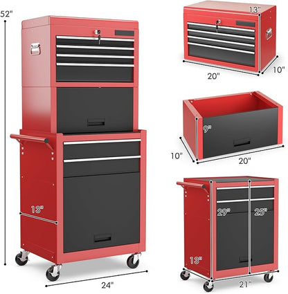 Goplus Tool Chest, 3-in-1 Rolling 6 Drawers Tool Cabinet - Image 3