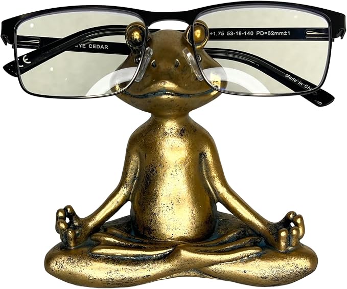 Top Brass Yoga Frog Eyeglass Holder – Whimsical Reading Glasses Sunglass Stand by TopBrass