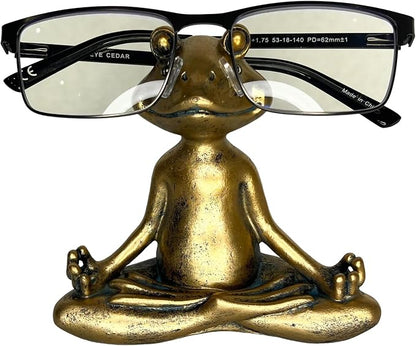 Top Brass Yoga Frog Eyeglass Holder – Whimsical Reading Glasses Sunglass Stand by TopBrass