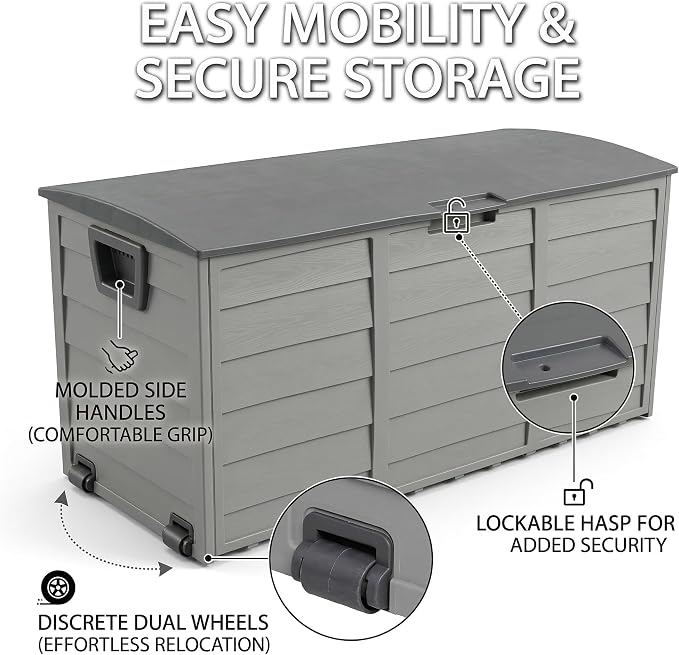 75 Gallon Outdoor Storage Box, 260L Waterproof Resin Deck Box - Image 4