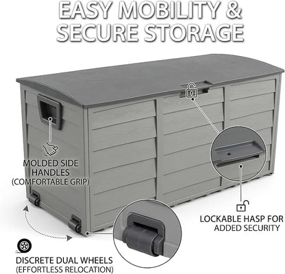 75 Gallon Outdoor Storage Box, 260L Waterproof Resin Deck Box - Image 4