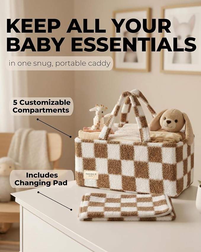 Checkered Diaper Caddy Organizer - Image 2