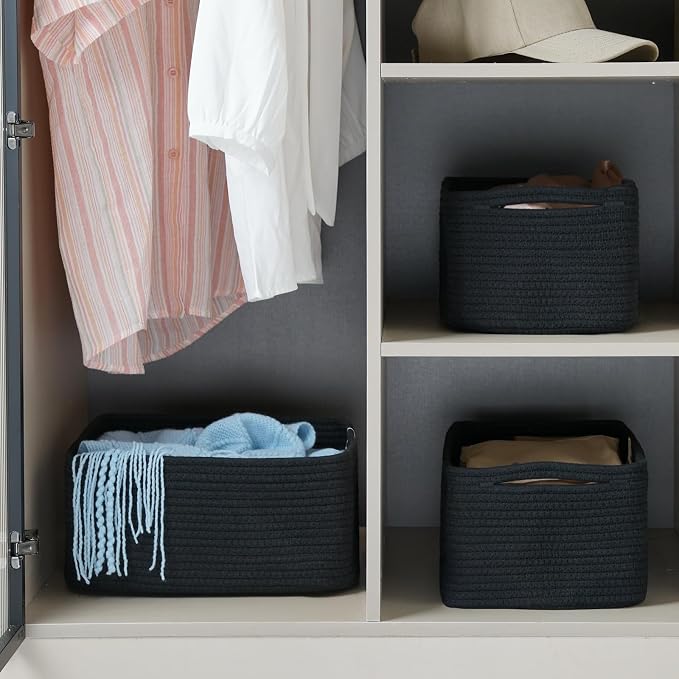 3-Pack Storage Baskets for Organizing | Woven Shelf Toy Basket | Rope Baskets - Image 7