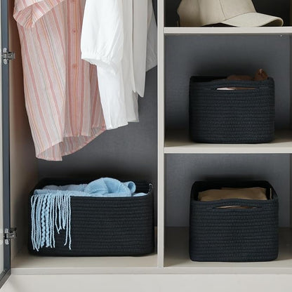 3-Pack Small Storage Baskets for Organizing | Woven Shelf Toy Basket | Rope - Image 3