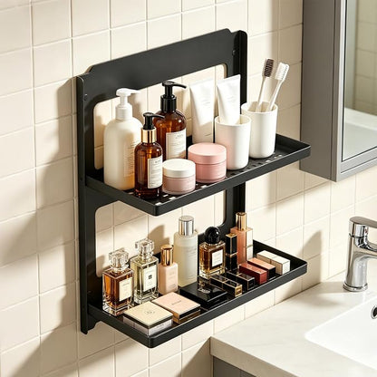 2-Tier Folding Metal Shelf Wall Mounted, Small Foldable Wall Shelf | Stackable - Image 6