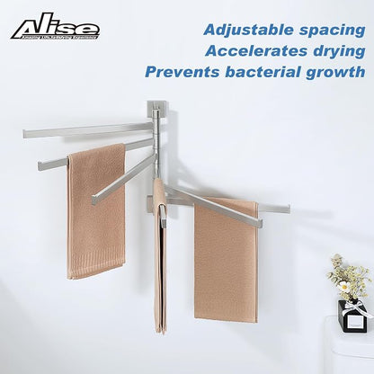 Alise 6 Arm Swivel Towel Rack, Swivel Towel Bar Brushed Nickel, 13.58 Inch | - Image 3