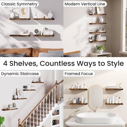 BAYKA Floating Shelves for Wall, 15.7in Wall Mounted Rustic Wood Shelves for - Image 9