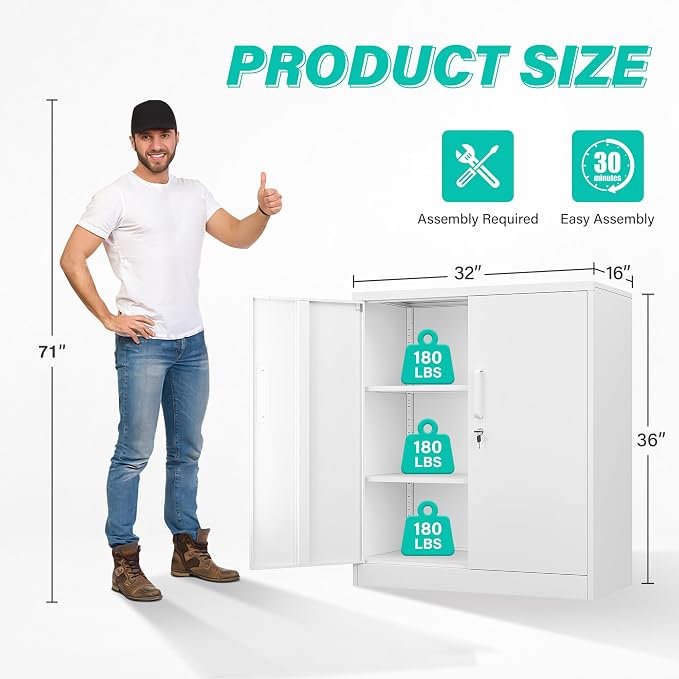 SISESOL White Metal Storage Cabinet - Image 3