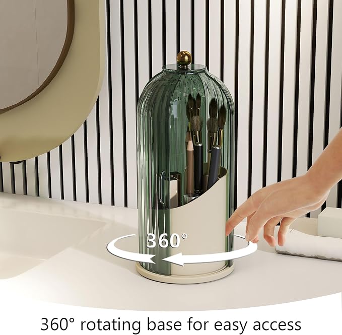Makeup Brush Holder with Dustproof Cover 360 Rotating Makeup Brush Organizer - Image 4