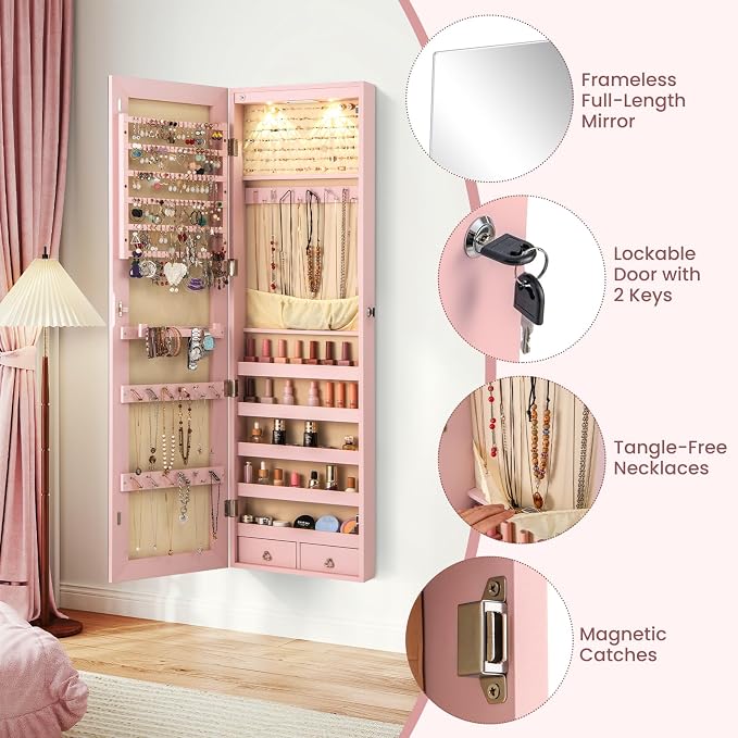 Giantex Wall Door Mounted Jewelry Armoire Cabinet - Image 8