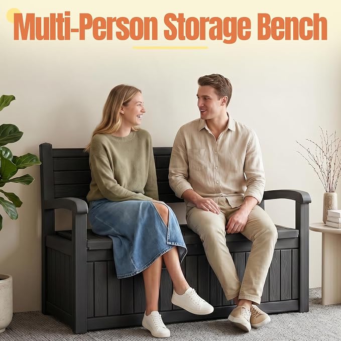 Storage Bench Outdoor Deck Box, 100 Gallon Waterproof & UV Resistant Lockable - Image 7