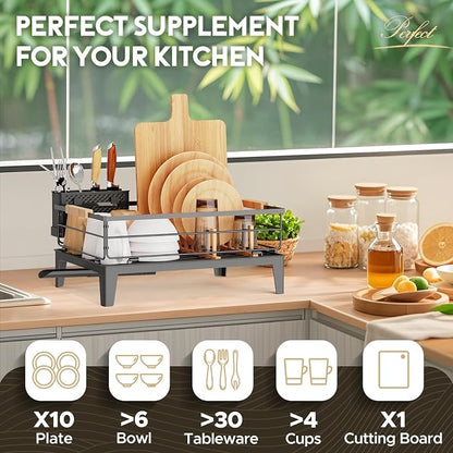 JYPS Dish Drying Rack for Kitchen Counter Decor - Image 4