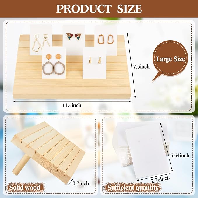 Blulu 31 Pack Wooden Earring Display Stand 7 Slots jewelry Display Holder - Image 2