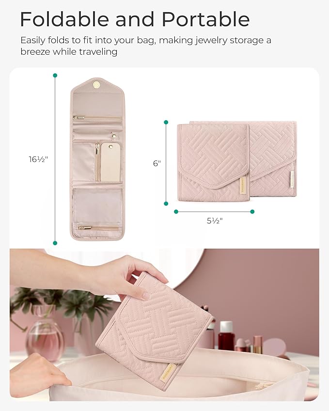 BAGSMART Travel Jewelry Organizer Case Foldable Jewelry Roll - Image 7