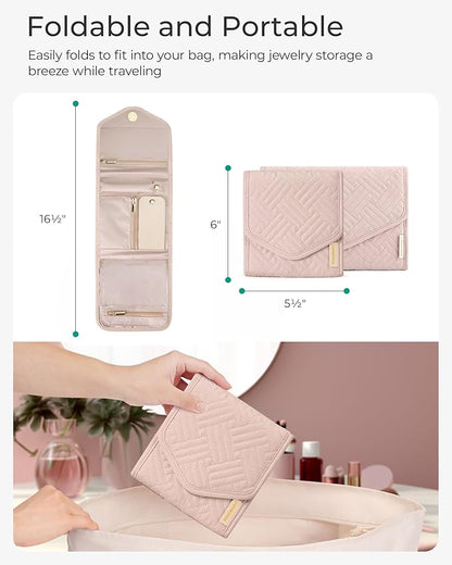 BAGSMART Travel Jewelry Organizer Case Foldable Jewelry Roll - Image 7