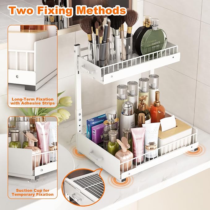 Under Sink Organizer, 2 Tier Slide Out Kitchen Cabinet Organizers - Image 6
