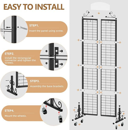 Urban Deco Grid Wall Panel Display Stand, 2.2' x 6.2' FT Gridwall Panel - Image 4