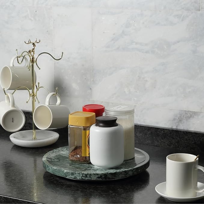 Marble Lazy Susan, 12in Lazy Susan Turntable Organizer - Image 7