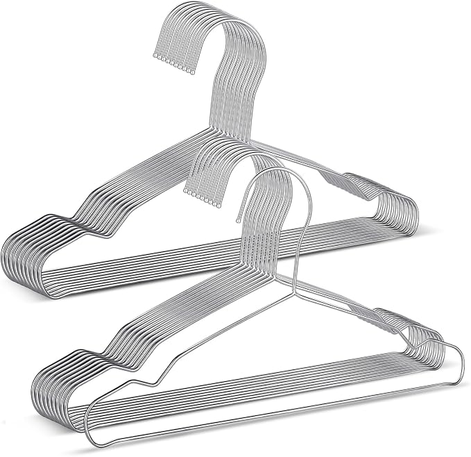 20 Pack Silver Stainless Steel Kids Hangers, Space-Saving Non-Slip, Toddler & by LifHap