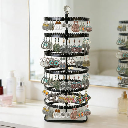 IDavosic.ly 6-layer rotating earring holder storage rack, adjustable plastic - Image 2