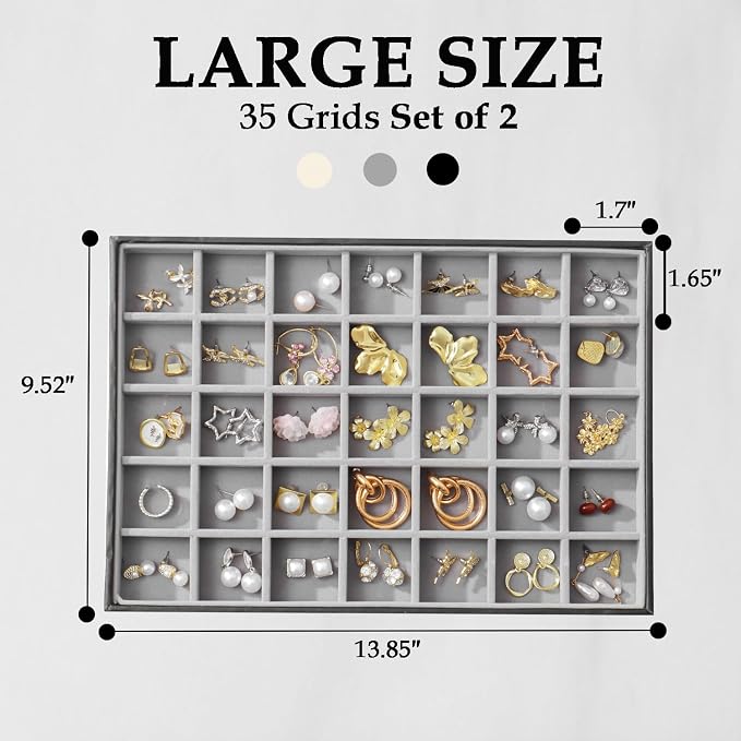 Large Jewelry Organizer Tray 2 Pack, Stackable Jewelry Storage Holder - Image 4