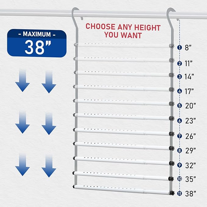 Hanging Closet Rod Extenders, Adjustable Width and Height Closet Extender - Image 3