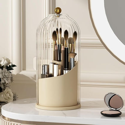 Makeup Brush Holder with Lid 360 Rotating Clear Dustproof Make Up Organizers by YOOLENS
