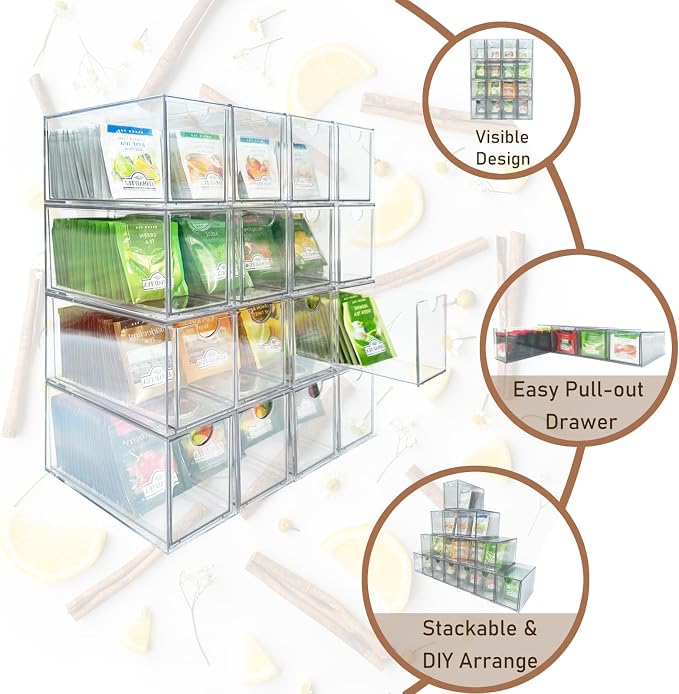 AZEZO 16-Pack Tea Bag Drawers Organizer - Image 4