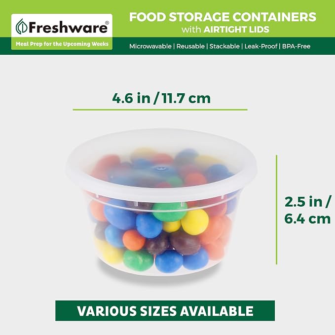 Freshware Food Storage Containers 12 oz Plastic Deli Containers - Image 3