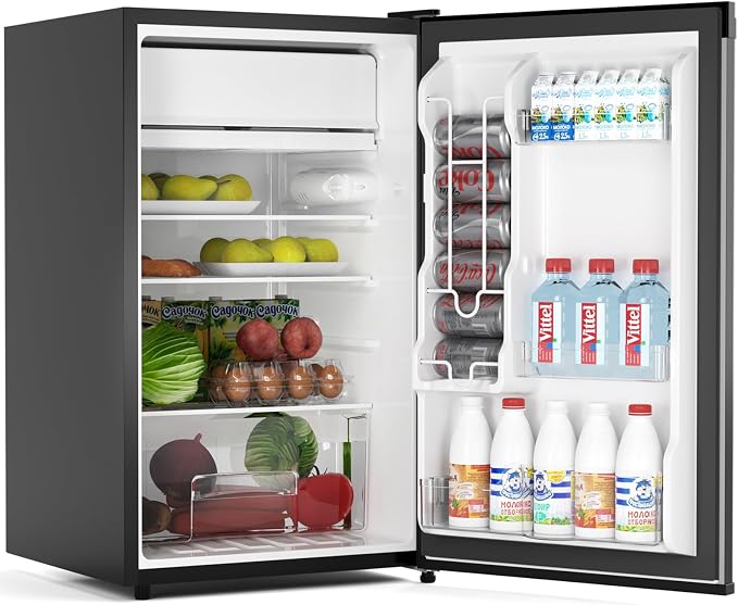 4.3 Cu.Ft Mini Fridge with Freezer, Single Door Refrigerator with Adjustable by Patikuin