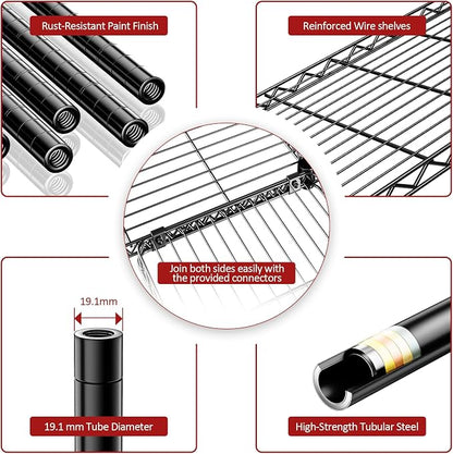 IZEUK Linked Storage Racks, DIY Adjustable Heavy Duty Metal Shelving Unit - Image 4