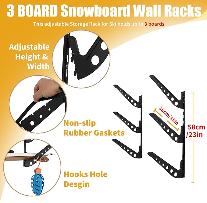 Snowboard Wall Racks, Adjustable Storage Rack - Image 2