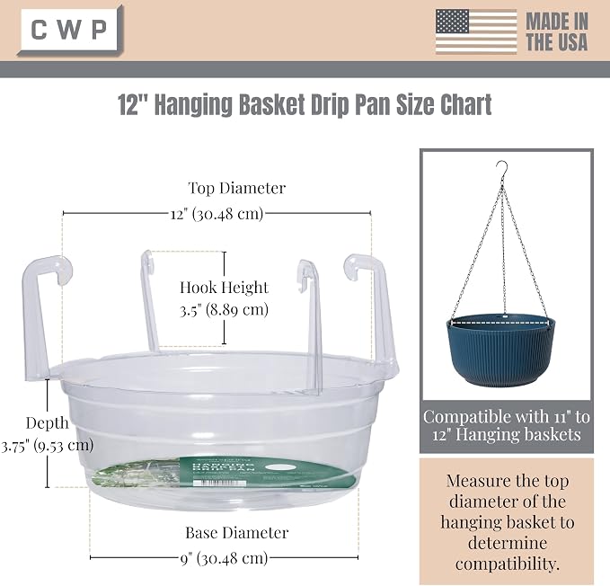 Curtis Wagner Plastics Hanging Basket Drip Pans | Clear, Round Hanging Plant - Image 2