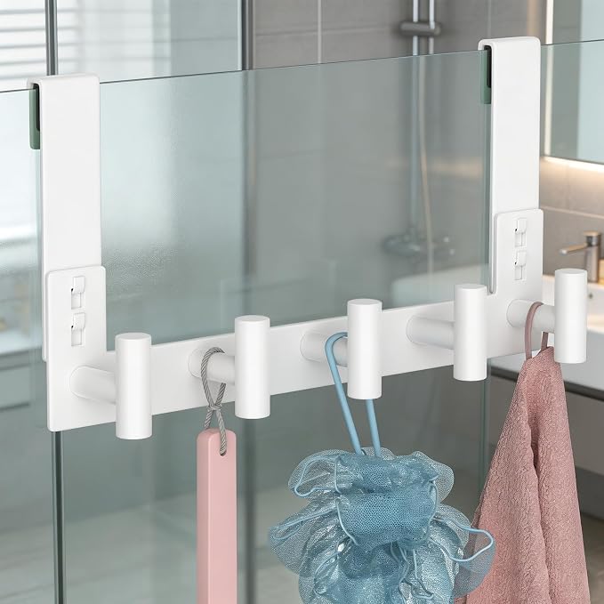PMMASTO No-Drill Extra Long Shower Hooks, Fits 3/8" Thick Door, Heavy Duty - Image 3