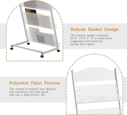 lesolar Floor-Standing Magazine Rack 4-tier Newspaper Holder Book Display Shelf - Image 5