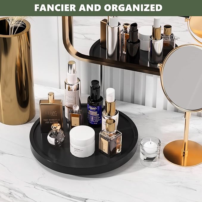 Turntable Vanity Tray 10 Inch for Perfume Candle, Bamboo Kitchen Sink - Image 3
