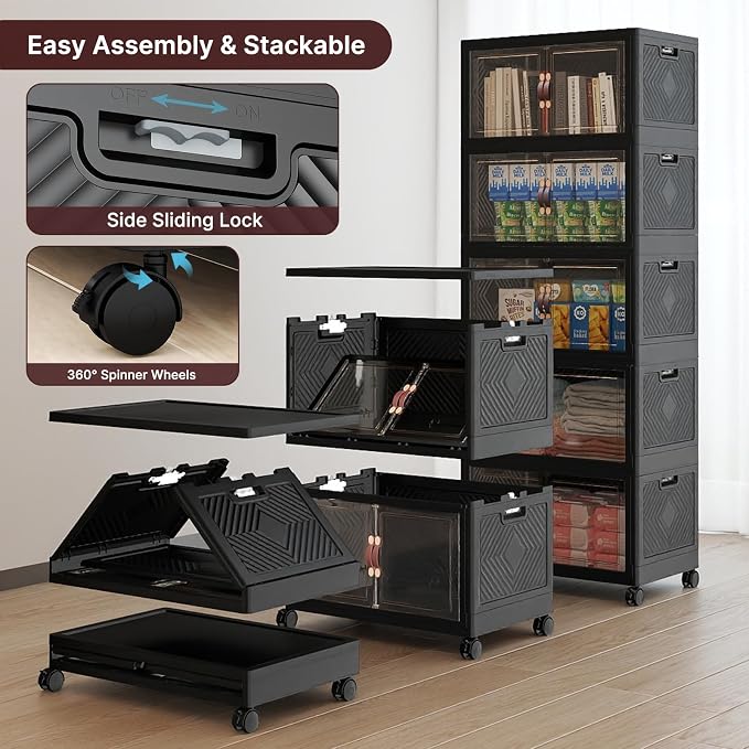 UAMFURI Stackable Storage Bins, 275QT Collapsible Drawers - Image 4