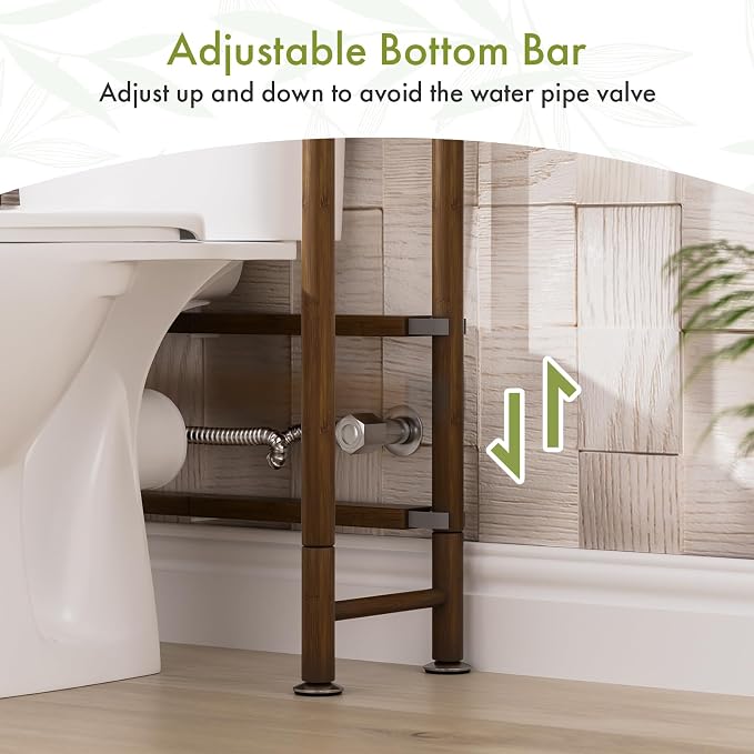 AmazerBath Bamboo Over The Toilet Storage Shelf, 3-Tier Over Toilet Bathroom - Image 7
