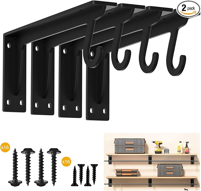 13.5x5.6inch Closet Rod Bracket Heavy Duty Support 400 lbs | Sturdiness Wall by WYGWP