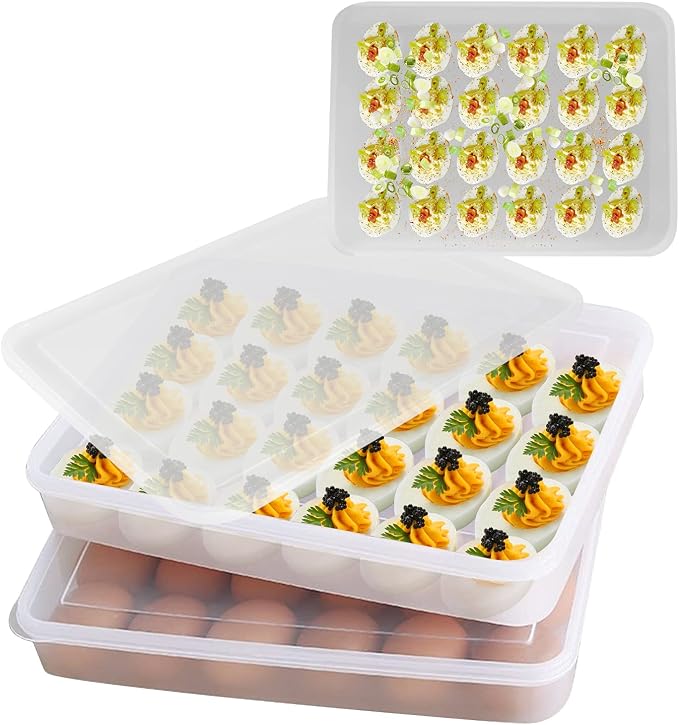 Egg Holder for Refrigerator, Deviled Egg Containers Large Plastic Egg Tray by Boseen