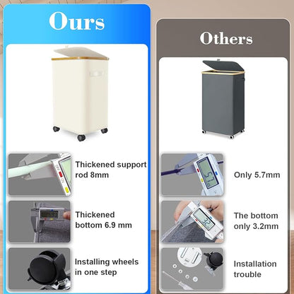 Laundry Hamper with Wheels, 20 Gal Laundry Basket with lid Rolling Clothes - Image 6