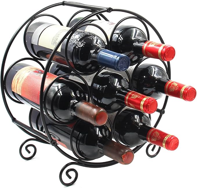 PAG 7 Bottles Freestanding Countertop Wine Rack, Metal Small Table Top Wine Rack by PAG