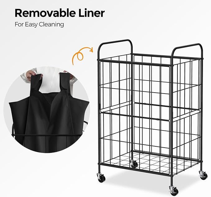 Laundry Hamper with Wheels, 90L Laundry Basket with Handle, Laundry Sorter with - Image 4