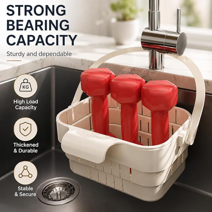 Foldable Hanging Kitchen Sink Drain, Space-Saving Hanging Sink Strainer and - Image 5
