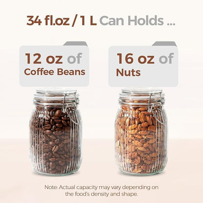 ComSaf Airtight Glass jar with lid 34oz Set of 3, Glass Storage Containers with - Image 5